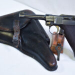 SOLD  MAUSER S/42 CODE 1937 P.08 GERMAN ARMY LUGER PISTOL, EARLY RUST BLUE/STRAWED PARTS, WITH NICE 1936 HOLSTER & TOOL!