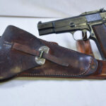 SOLD ULTRA RARE 1939 FINNISH CONTRACT FN HIGH POWER PISTOL, WITH IMPOSSIBLE TO FIND ORIGINAL STOCK/HOLSTER TOO!