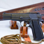 SOLD, IMPORTANT, RARE, NON IMPORT, VERY EARLY 1944 INITIAL CHINESE CONTRACT CANADIAN WW2 INGLIS MK1∗ BROWNING HIGH POWER PISTOL, TANGENT SIGHT & SLOTTED , WITH STOCK, MINT NEW!