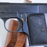 SOLD  VERY SCARCE "GECO" MARKED BELGIAN MADE F. DELU VEST POCKET PISTOL, 6.35mm(.25 AUTO) RARE GERMAN RETAILER MARKED, SHARP!