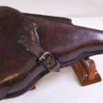 SOLD GERMAN WWII 1939 BROWN LUGER HOLSTER, JOSEPH MOLL MADE, NORWEGIAN RESTORATION