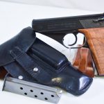 SOLD EXCEPTIONAL 1941 MAUSER HSc PISTOL, NAZI POLICE EAGLE/L, FULL RIG ALL MATCHING NUMBERED, MINT CRISP!