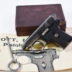 SOLD, WEBLEY & SCOTT MODEL 1907 VEST POCKET AUTOMATIC PISTOL 6.35/25auto, STILL WITH BOX & GIBLETS!