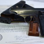 SOLD  WALTHER PP PISTOL,1937 HIGH POLISH COMMERCIAL VARIANT, MINT CRISP FULL RIG WITH DOUBLE CAPTURE PAPERS!