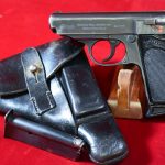 SOLD VERY RARE LATE WAR PRODUCTION WALTHER PPK IN .22LR, FULL RIG WITH NUMBERED MAG, VERY SHARP!