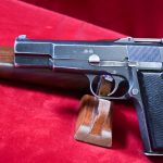 SOLD NON IMPORT MARKED & IMPORTANT, RARE CHINESE MARKED, CANADIAN WW2 INGLIS MK1∗ BROWNING HIGH POWER PISTOL, TANGENT SIGHT & SLOTTED 5th CHINESE CONTRACT, WITH STOCK, VERY SHARP!