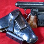 SOLD THU DEC 23, RARE SAUER BEHORDEN PISTOL, NAZI ERA PRUSSIAN STATE POLICE ISSUE, “STARBURST K” MARKED, FULL RIG WITH MATCHING HOLSTER, VERY SHARP!