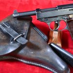 SOLD, MAUSER byf 43 P.38 PISTOL, EARLY “e” BLOCK PRODUCTION, DUSTY BLUE FINISH, VERY SHARP FULL VET BRNGBACK RIG!