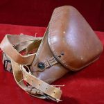 SOLD VERY PLIABLE & SUPPLE JAPANESE WWII RUBERIZED CANVAS HOLSTER FOR THE TYPE 14 NAMBU PISTOL, STILL WITH THE SHOULDER STRAP AND PISTOL BELT!