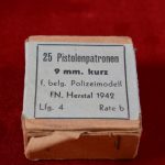 SOLD VERY RARE BOX OF 1942 NAZI ISSUE FN MADE .380 (9mm kURTZ) AMMUNITON, NEW UNOPENED BOX! LAST ONE!