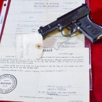 SOLD EXCEPTIONAL, VERY SCARCE MODEL 1910/34 MAUSER PISTOL, THE “BABY” MODEL 1934, 6.35mm (.25 AUTO), WITH RARE BLACK PLASTIC BANNER GRIP, MINT CRISP! WITH THE CAPTURE PAPERS TOO!