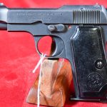 SOLD  EXCEPTIONAL 1944 NAZI ISSUED 1935 BERETTA PISTOL, “4UT” INSPECTED PHOSPHATE FINISH, RARE FLAT MAG, MINT CRISP