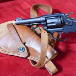 SOLD WWII US NAVY MARKED, SMITH & WESSON VICTORY MODEL .38 SPECIAL REVOLVER, EARLY 1944 MINT CRISP FULL SHOULDER RIG!