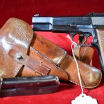 SOLD, VERY CHOICE, 1941 NAZI OCCUPATION FN TANGENT SIGHT HIGH POWER PISTOL, WaA140 PROOFED, FULL RIG WITH RARE epf 1941 DATED HOLSTER, FANTASTIC RIG!