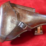 SOLD VERY SHARP GERMAN WWI 1916 DATED TAN LUGER HOLSTER, VERY WELL MARKED & DOUBLE DEPOT MARKED TOO!