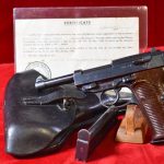 SOLD  MAUSER byf 43 P.38 PISTOL, "p" BLOCK PRODUCTION, VERY SHARP FULL VET BRINGBACK RIG, WITH THE ORIGNAL CAPTURE PAPERS!