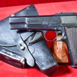 SOLD, NAZI CAPTURE/RE-ISSUED BELGIUM ARMY TYPE 1 FN MODEL 1935 HIGH POWER PISTOL, THE ORIGINAL HIGH POWER! WITH RARE NAZI FRENCH CONVERTED HOLSTER, FULL RIG, VERY SHARP!