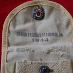 RARE US WWII M1 CARBINE TWIN MAG POUCH FOR BELT, 1944 KHAKI, RARE MAKER TOO!