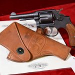 SOLD OKTOBERFEST SALE! US WWII 1944 SMITH & WESSON VICTORY MODEL .38 SPECIAL REVOVLER WITH SMITH LETTER & VERY RARE CRAIGHEAD 1943 HALF FLAP HOLSTER, MINT!