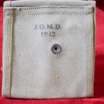VERY RARE & VERY EARLY 1942 JQMD MADE TWIN MAG POUCH FOR THE M1 CARBINE, SLIDE ON STOCK OR BELT TYPE, MINT UN-ISSUED, 2 AVAILABLE @ 150.00 EACH
