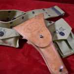 SOLD US WWII SEARS 1942 HOLSTER & FULL 1942 BELT RIG FOR THE M1911A1 SERVICE PISTOL, BELT, MAG POUCH, HOLSTER & CARLISLE KIT! MINT CRISP!