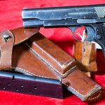 SOLD, CHOICE, NAZI OCCUPATION 1942 ViZ35 RADOM PISTOL, “T” BLOCK, FULL RIG, MATCHING AND VERY SHARP!