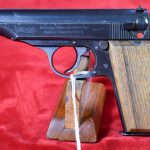 SOLD, WALTHER PP PISTOL, RARE NAZI POLICE EAGLE/F MARKED, MILILTARY FINISH & RARE WOOD GRIPS, VERY CRISP!