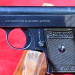 SOLD EXTREMELY RARE & CHOICE, J.P. SAUER MODEL WTM 33 WESTENTASCHENPISTOLE, 6.35mm/.25 auto PISTOL, THE RAREST SAUER .25 CAL-ONLY 1200 MADE!
