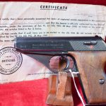 SOLD  DOCUMENTED VET WAR TROPHY GERMAN ARMY 1944 MAUSER HSc PISTOL, WaA/135, 3 LINE VARIANT MILITARY FINISH, VERY SHARP!