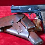 SOLD NAZI OCCUPATION FN HIGH POWER PISTOL, FIXED SIGHT, “b” BLOCK, FEB 1944 PRODUCTION, VERY SHARP & WITH HOLSTER TOO!