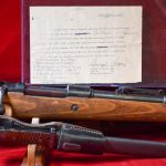 SOLD, FANSTASTIC WWII DOCUMENTED WAR TROPHY, SCARCE DOU 44 K98k KRIEGSMODELL RIFLE, ALL MATCHING, WITH 1944 BAYONET & SLING, & CAPTURE PAPERS!