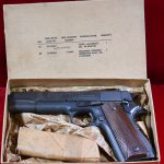 SOLD, EXCEPTIONAL US WWII REMINGTON RAND M 1911A1 US ARMY SERVICE PISTOL, JAN, 1944 PRODUCTION, STILL IN THE ORIGNAL BOX! MINT CRISP!