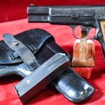 SOLD WEST GERMAN 1951 POLICE ISSUE FN BROWNING HIGH POWER PISTOL, MINT FULL RIG! NOT IMPORT MARKED! 2 MATCHING NUMBER MAGS & HOLSTER TOO!