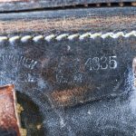 SOLD, ULTRA RARE DATE, 1935 BLACK HARDSHELL LUGER HOLSTER, C. HEINICHEN, DRESDEN, RAREST DATE TO LOCATE, NEARLY IMPOSSIBLE TO FIND!