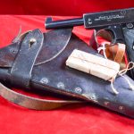 SOLD, VERY CHOICE, 1913 WEBLEY & SCOTT SELF LOADING .455 MARK I PISTOL, BRITISH WWI ROYAL NAVY ISSUE, WITH RARE HOLSTER & AMMUNTION, MINT SHARP!