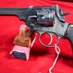 SOLD BRITISH WWI WEBLEY MARK VI .455 SERVICE REVOLVER, OFFICER PURCHASED COMMERCIALLY MARKED, STILL IN ORIGINAL .455 CALIBER & VERY SHARP!
