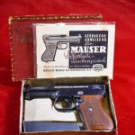 SOLD RARELY SEEN, FANTASTIC, NEW IN BOX 1938 PRODUCTION MAUSER MODEL 1934 PISTOL, WITH RARE MANUAL AND SPARE MAG, NEW IN BOX!