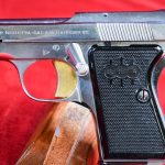 SOLD VERY SCARCE FACTORY BRIGHT NICKEL FINISHED,1957 BERETTA MODEL 418 PISTOL, 6.35mm (.25 ACP), FAMOUS FOR BEING JAMES BOND’S 1st PISTOL, MINT CRISP!