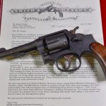 SOLD, OUTSTANDING 1944 US MERCHANT MARINE SHIPPED, SMITH & WESSON VICTORY MODEL .38 SPECIAL REVOLVER, MINT CRISP WITH SMITH LETTER!