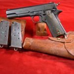 SOLD, VERY CHOICE & SCARCE NORWEGIAN M1914 PISTOL, 1929 DATED 100% MATCHING, KONGSBERG-COLTEN, WITH HOLSTER & VERY RARE TRIPLE MAG POUCH TOO!