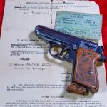 SOLD EXCEPTIONAL & WELL DOCUMENTED WALTHER PPK PISTOL, MILLION SERIAL RANGE WITH ORIGINAL VET CAPTURE/BRINGBACK PAPERS! MINT CRISP! STRAIGHT OUT OF BRETT'S SECRET STASH!