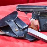 SOLD RARE SAUER BEHORDEN PISTOL, NAZI ERA PRUSSIAN STATE POLICE ISSUE, “STARBURST K” MARKED, FULL RIG, VERY SHARP!