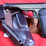 SOLD VERY RARE 1932 FRENCH NAVY CONTRACT, ANCHOR MARKED FN MODEL 1922 PISTOL, STILL WITH THE ORIGNAL FN FINISH, FULL RIG, VERY SHARP!