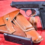 SOLD  OUTSTANDING, WALTHER PP PISTOL, MID 1944 GERMAN ARMY WAFFENAMTED, MILITARY FINISH, FULL RIG WITH RARE TAN hck44 HOLSTER, MINT CRISP!