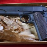SOLD EXCEPTIONAL US WWII REMINGTON RAND M 1911A1 US ARMY SERVICE PISTOL, SEPT 1944 PRODUCTION, STILL IN THE ORIGNAL WWII BOX! MINT CRISP NEW UNFIRED!