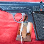 SOLD VERY CHOICE, WALTHER PP PISTOL, LATE 1944 GERMAN ARMY WAFFENAMTED, MILITARY FINISH, RARE BROWN GRIPS, VERY SHARP!