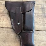 SOLD…SCARCE MID WAR POLICE EAGLE B HOLSTER FOR THE WALTHER PPK PISTOL, REDDISH BROWN COLOR