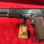 SOLD  NAZI OCCUPATION BROWNING/FN HIGH POWER PISTOL, FIXED SIGHT, “a” BLOCK MID  1943 PRODUCTION, MINT SHARP!