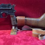 SOLD CONSIGNMENT SALE!  CHOICE, MAUSER MODEL 1930 BROOMHANDLE PISTOL, STILL WITH ORIGINAL MAUSER STOCK & RARE MAKER MARKED HARNESS TOO!