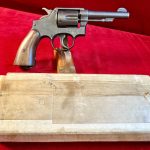 SOLD  US WWII 1943, S&W VICTORY MODEL REVOLVER, US NAVY ISSUE, IN VERY RARELY SEEN MINT NEW UN-ISSUED CONDITION, STILL WITH THE FACTORY ORIGINAL MATCHING BOX!